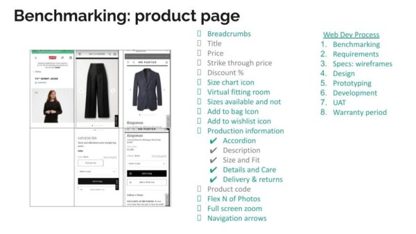 Ecommerce Course: benchmarking exercise. Product page analysis and optimisation