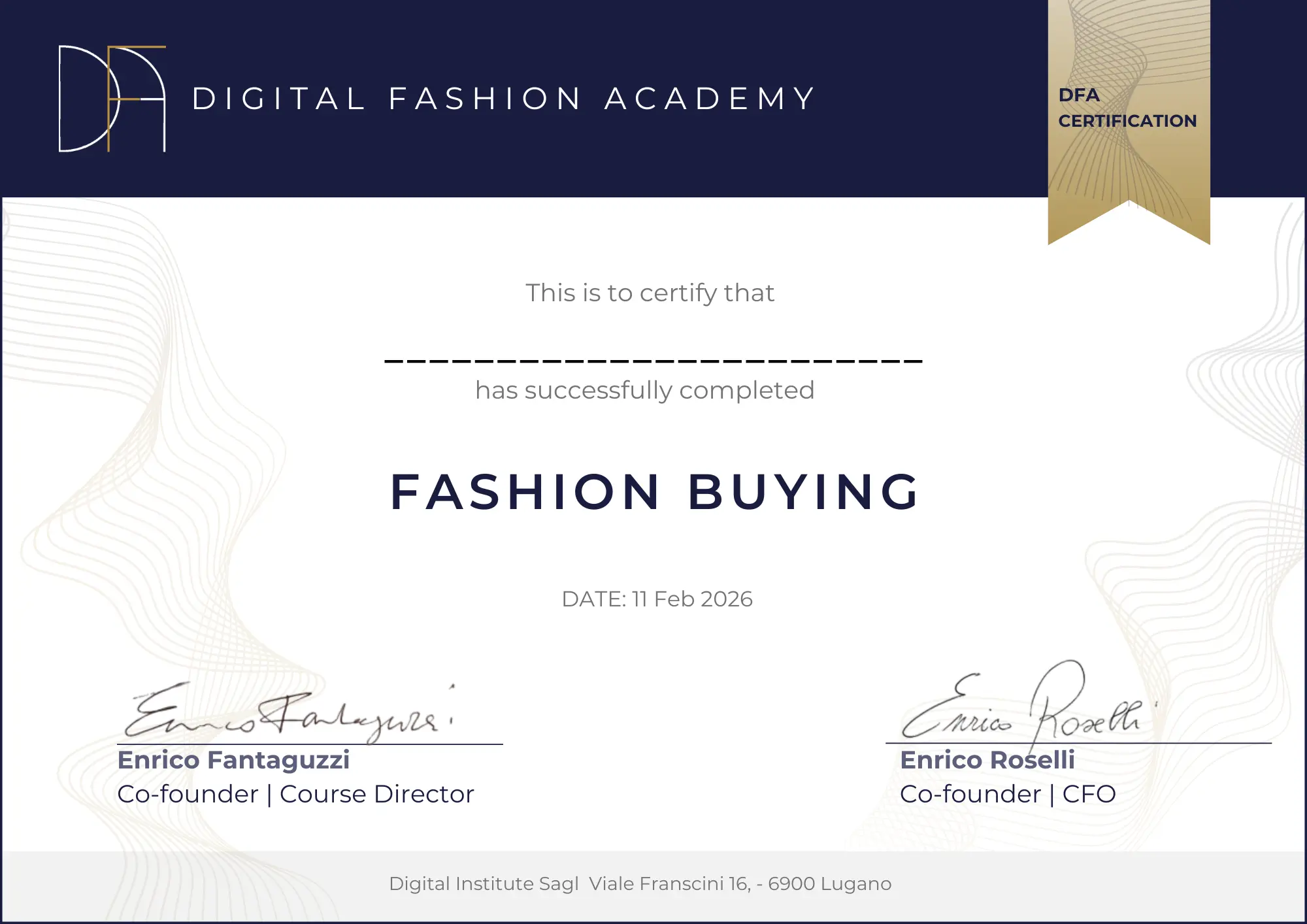 Fashion Buying Certificate Template