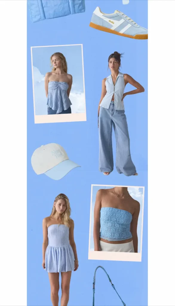 Urban Outfitters hard launching their new spring colour "Sky Blue", encouraging customers to shop now.