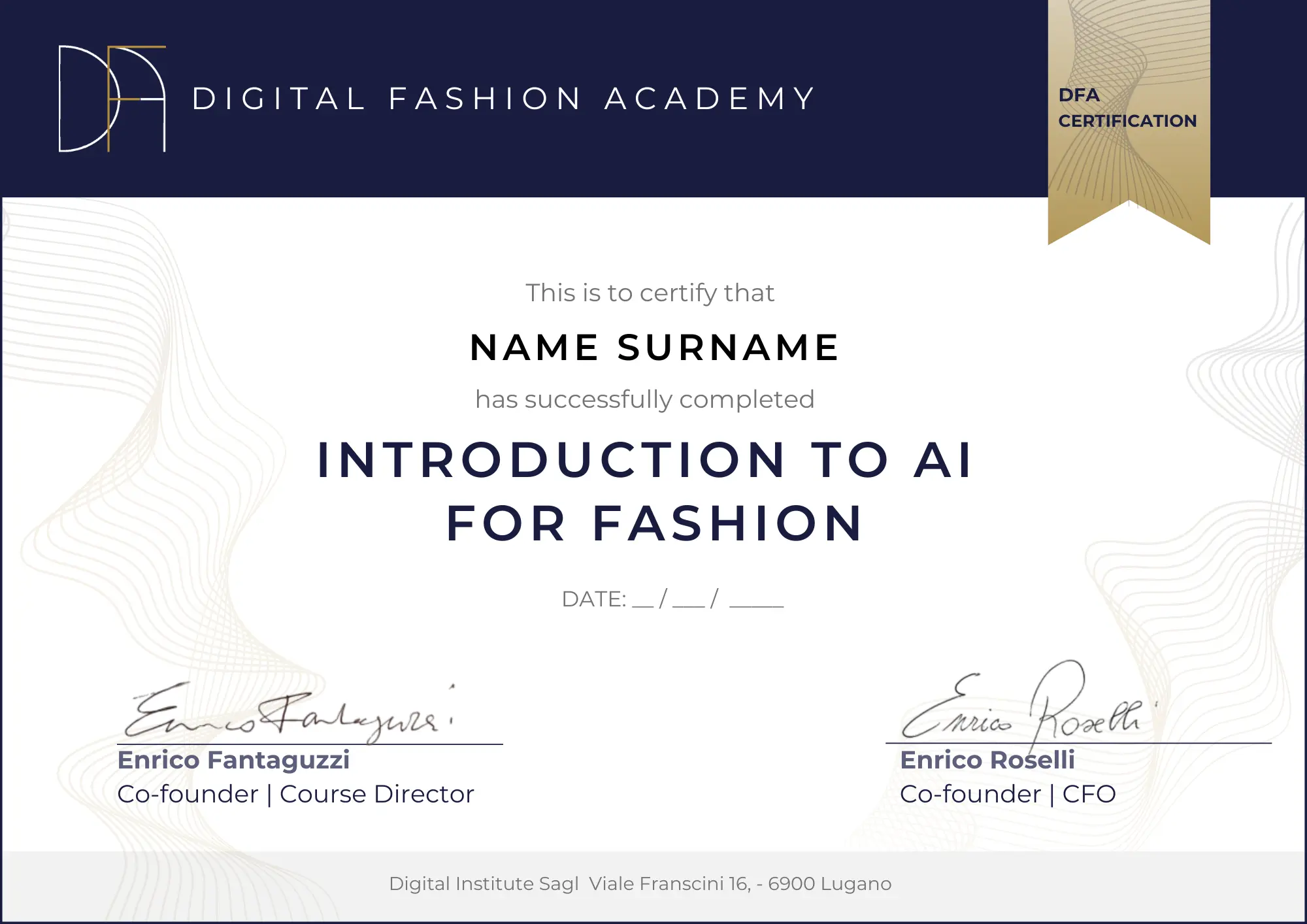 Certificate of Attendance AI for Fashion Essentials